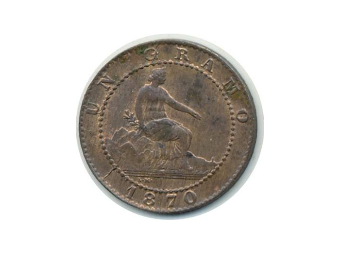 ESPAGNE 1 CENTIMO 1870 SUP- (W660)