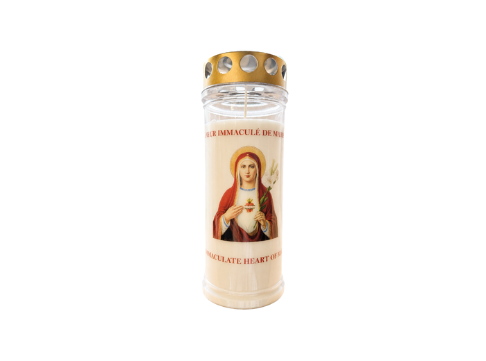 Bougie Funéraire 160 Heures Coeur Immaculé de Marie avec Prière
