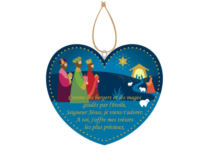 Coeur Adoration bleu 9.5X8.5cm