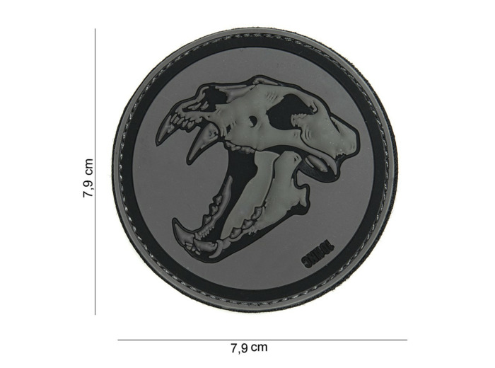 Patch 3D PVC Tigre aux dents de sabre (gris/noir)