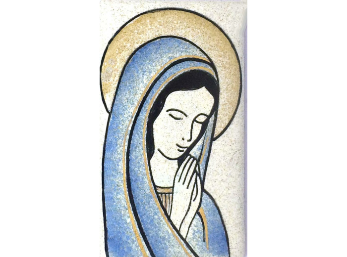 Vierge orante blanche 7X4cm - EMAUX DU LIBAN