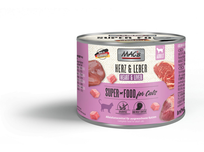 MAC'S Coeur et foie de bovin pour chat - 200g