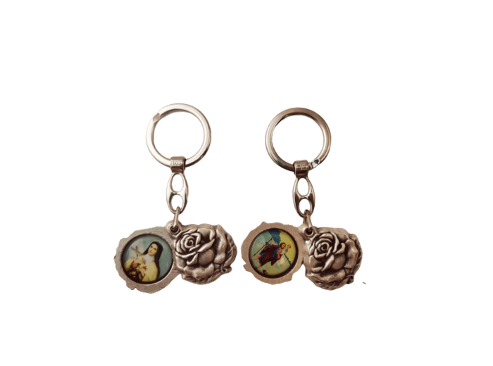 Porte-Clefs en Métal en Forme de Rose - CHRISTOPHE/THERESE