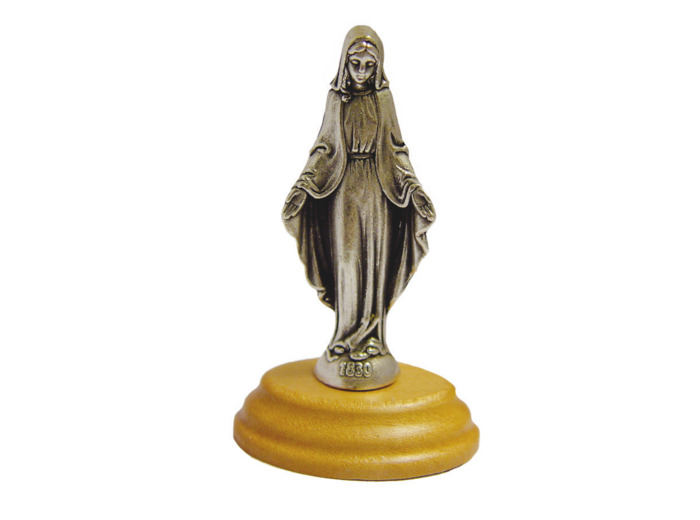 Statue 7cm en Métal Argenté avec Socle en Olivier - MIRACULEUSE