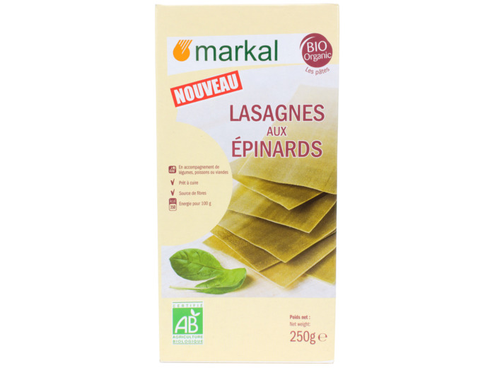 Pâtes pour Lasagnes aux Epinards Bio 250g