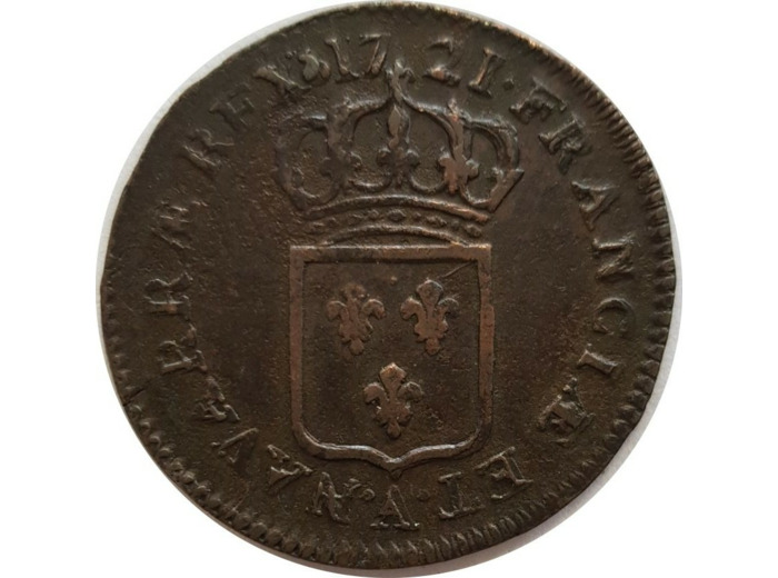 LOUIS XV (1715-1774) DEMI SOL AU BUSTE ENFANTIN 1721 A (Paris) TB+