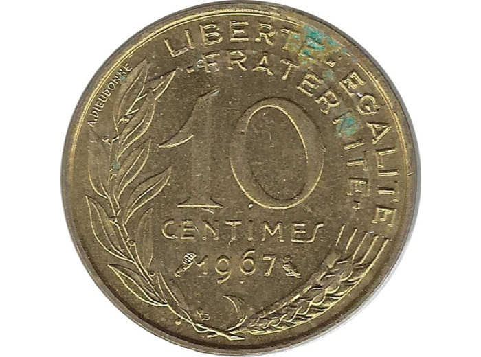 FRANCE 10 CENTIMES LAGRIFFOUL 1967 SUP-