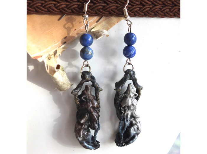 Boucles d'oreilles "Hati et Sköll" pierre naturelle Lapis Lazuli