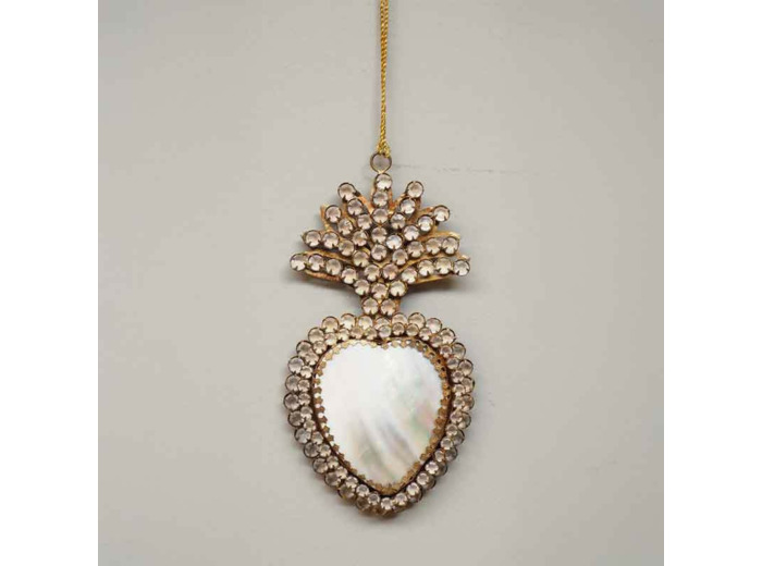 Suspension ex-voto coeur fer 8x1x4cm