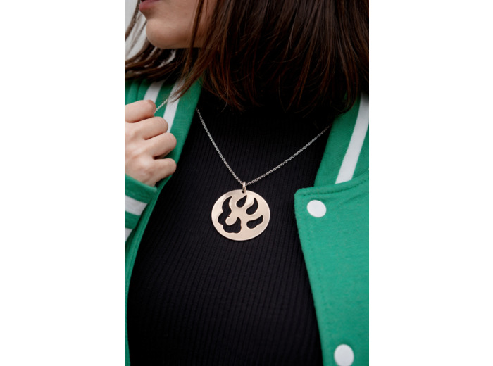 Médaille ajourée Malabar Manufacture patte de chien en argent massif avec chaîne acier