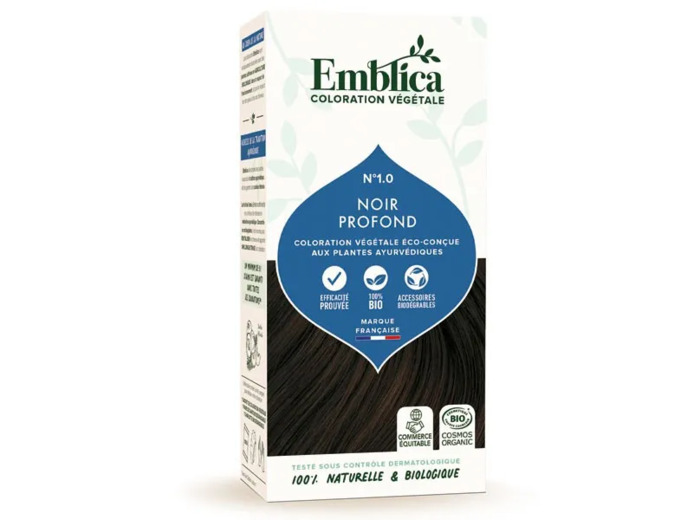 Coloration végétale, Noir profond 1.0, EMBLICA 100g