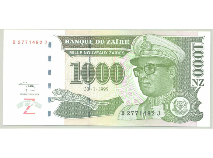 ZAIRE 1000 NOUVEAUX ZAIRES 30-01-1995 SERIE B NEUF (W66a)
