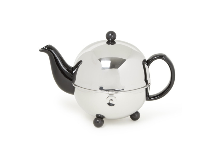 Théière ronde céramique noire cloche inox 0,9l Bredemeijer