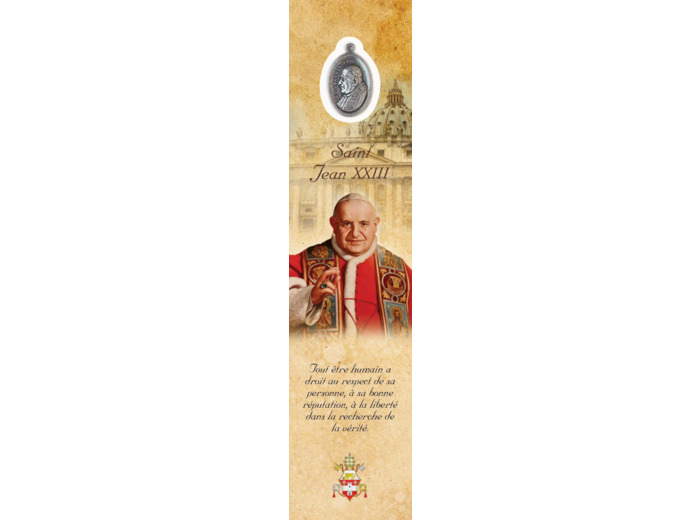 Signet plastifié avec médaille- SAINT JEAN XXIII