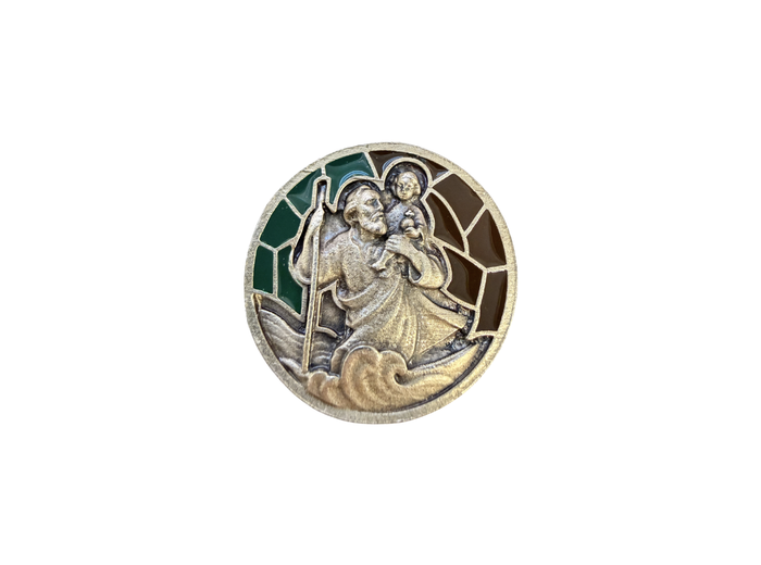 Magnet en métal relief 30mm - Bicolore - Saint Christophe