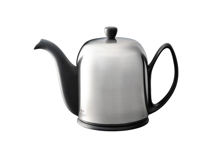 Théière SALAM 1.3 l, noire mate,  cloche inox poli miroir
