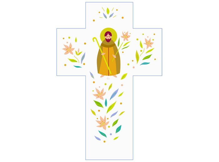 Croix Blanche Louange - Saint Joseph - 15x10cm