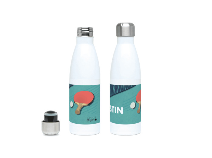 Gourde isotherme Ping Pong "La raquette de tennis de table" - personnalisable