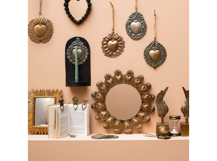 Miroir rond Ex-voto en Fer Doré 41cm