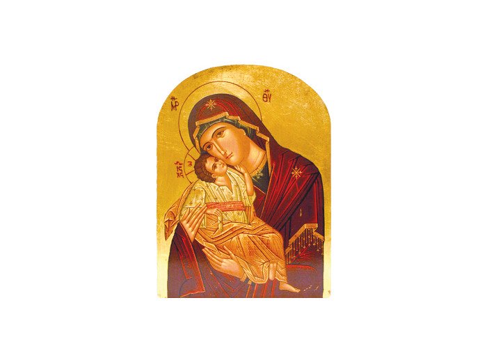 Icône plate MDF arrondie 19*26cm - VIERGE DE TENDRESSE
