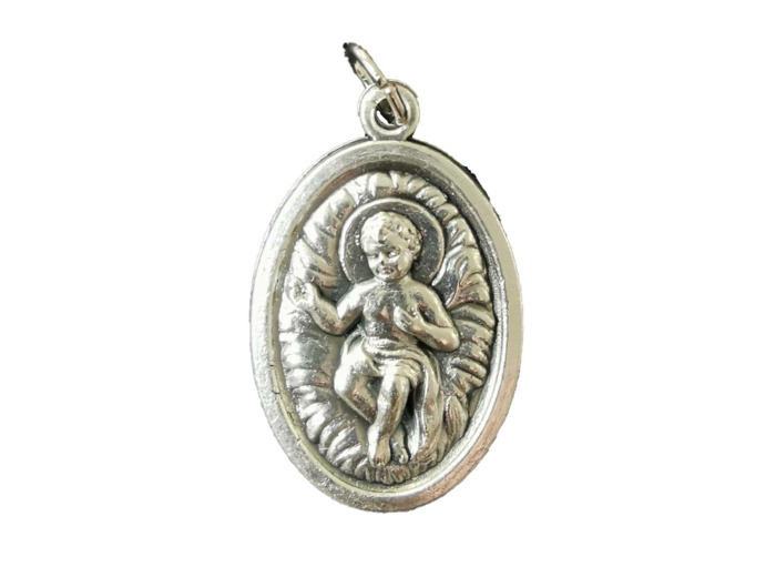 Médaille 22mm Ovale en métal argenté - ENFANT JESUS