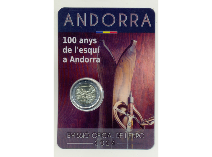 ANDORRE 2024 2 EURO CENTENAIRE DU SKI COINCARD