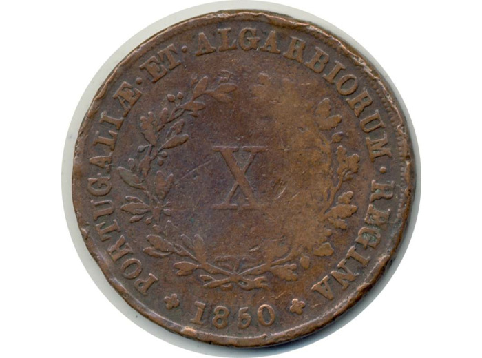 PORTUGAL 10 REIS MARIA II 1850 TB (W481)