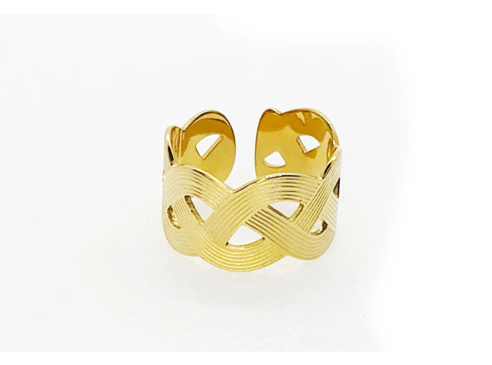 Bague Or Ajustable Gravé Antique