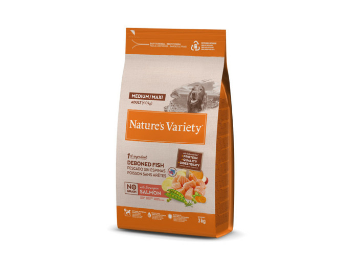 Nature's Variety, NO GRAIN ADULT MED/MAXI SAUMON - 3KG