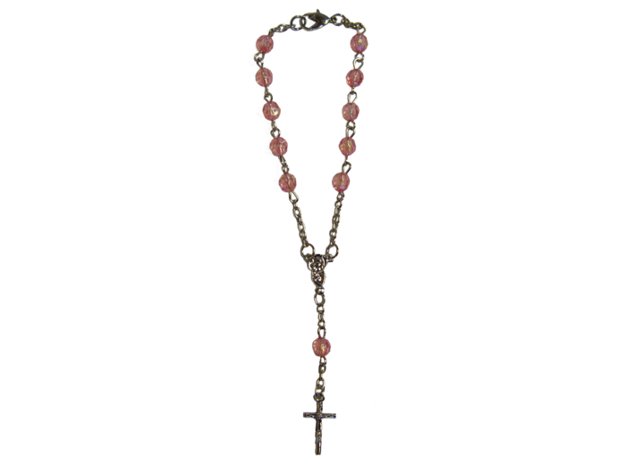 Bracelet Dizainier Perle Acrylique Sur Chaîne Argentée ROSE