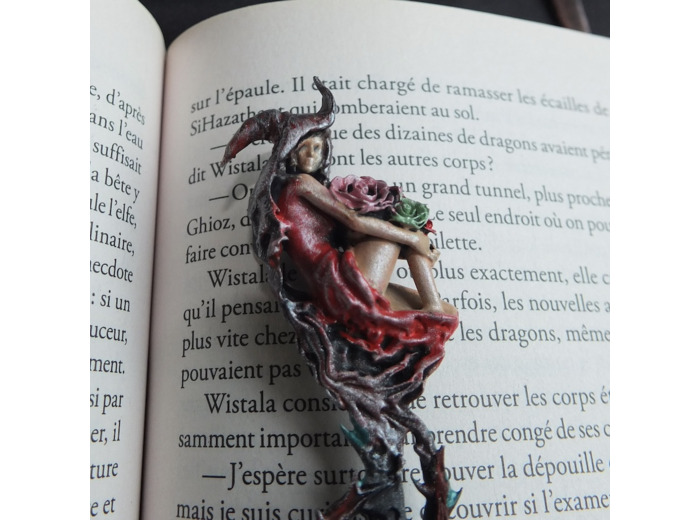 Marque Pages 3D "La nymphe aux roses" rouge