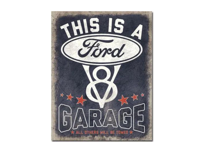 Plaque métal Ford V8 Garage - 31.5x40cm