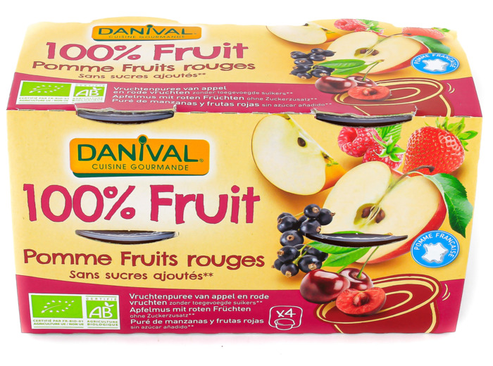 Compote Pomme Fruits Rouges Bio 4x100g