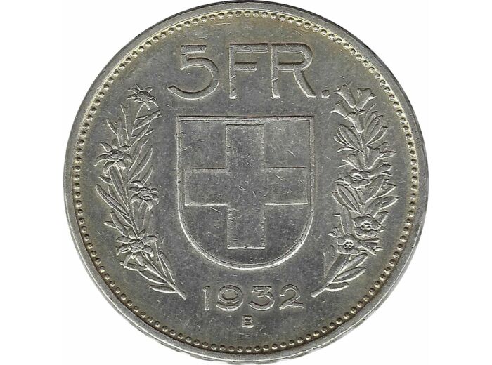 SUISSE 5 FRANCS 1932 B TTB N3