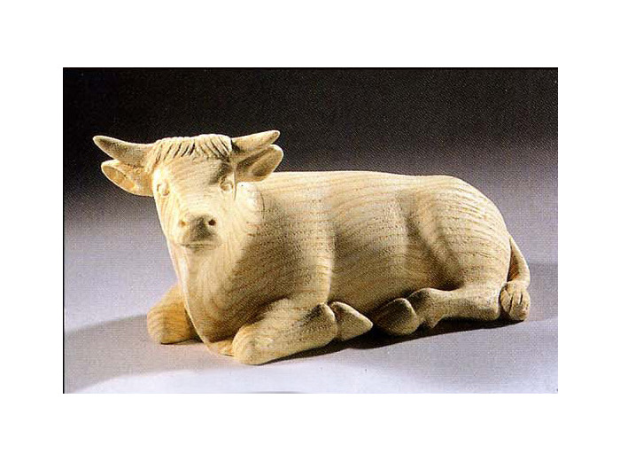 Boeuf 9 cm bois naturel