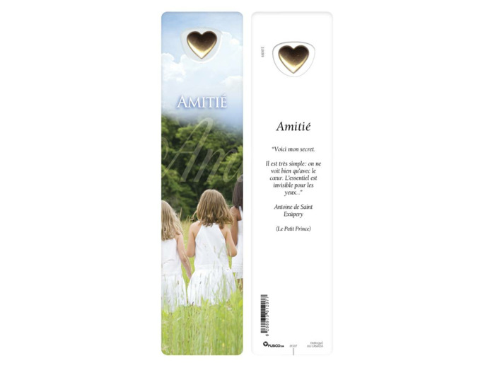 Signet plastifié avec médaille sous sachet- AMITIE