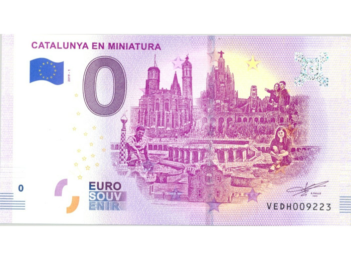 ESPAGNE 2019-1 CATALUNYA EN MINIATURA BILLET SOUVENIR 0 EURO TOURISTIQUE NEUF