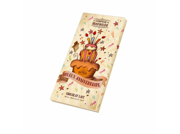 Tablette Chocolat Lait Joyeux Anniversaire 90g