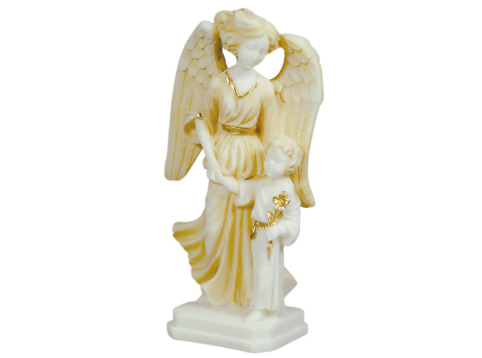 Statue en albâtre 14cm - ANGE/FILLE Beige et Or