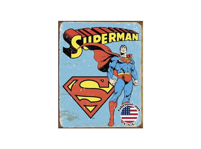 Plaque métal super héro - Superman - 31.5 x 40 cm.