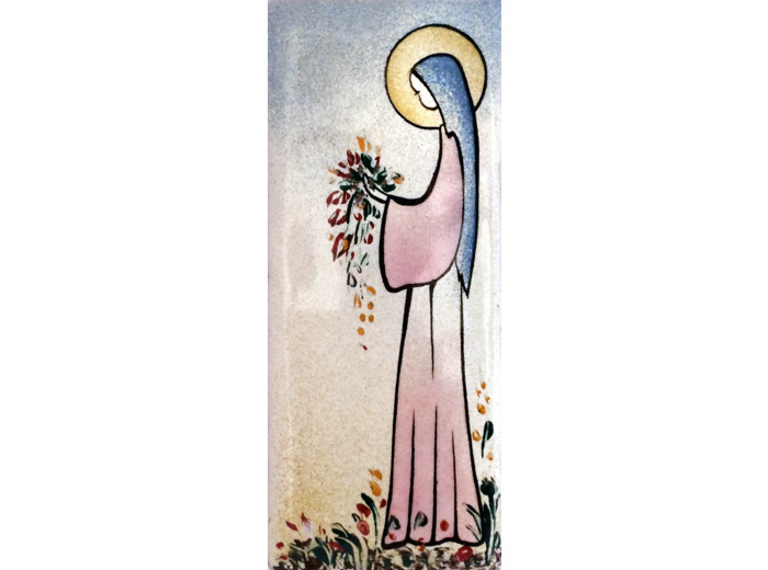 Vierge au bouquet 15,5X6,5cm - EMAUX DU LIBAN