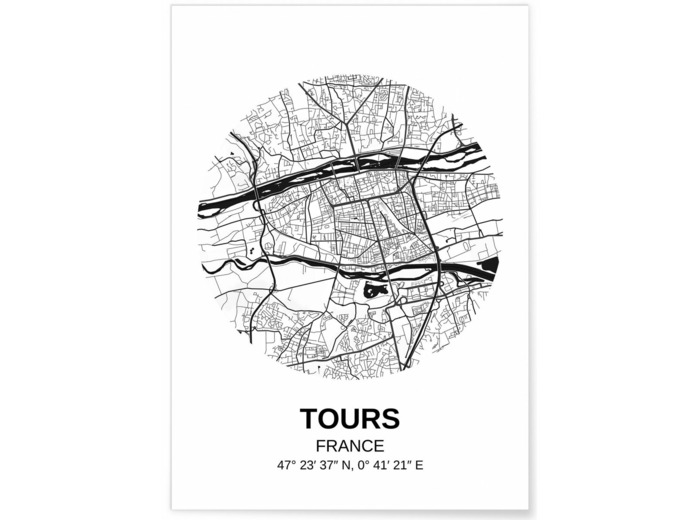 Affiche carte Tours