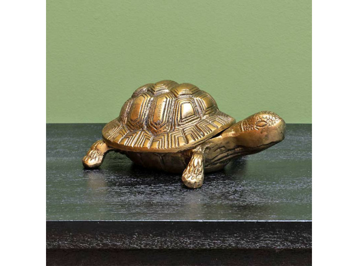 Boîte tortue aluminium doré 12x16x21cm