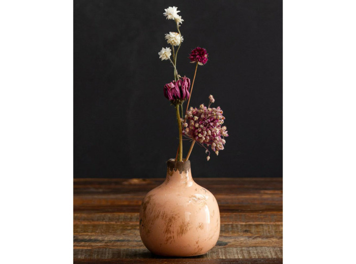 Vase céramique rose 9x10cm