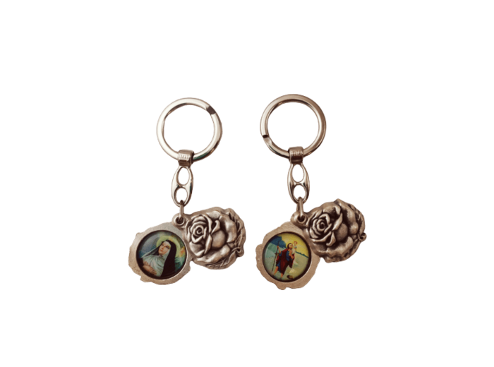 Porte-Clefs en Métal en Forme de Rose - CHRISTOPHE/RITA