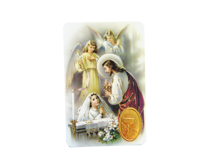 Carte Plastifiée + Poinçon + Prière 55x85cm - COMMUNION FILLE ANGLAIS