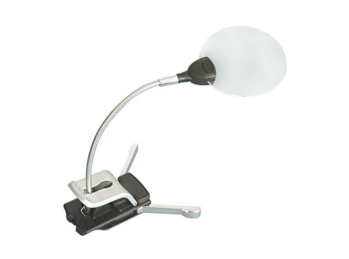 LOUPE DE TRAVAIL SUR PIED SANS MONTURE AVEC 2 LED Grossissement de 2.5 à 5X