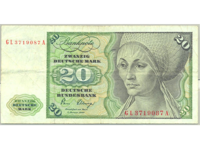 ALLEMAGNE 20 DEUTSCHE MARK 2-1-1960 SERIE GL TTB