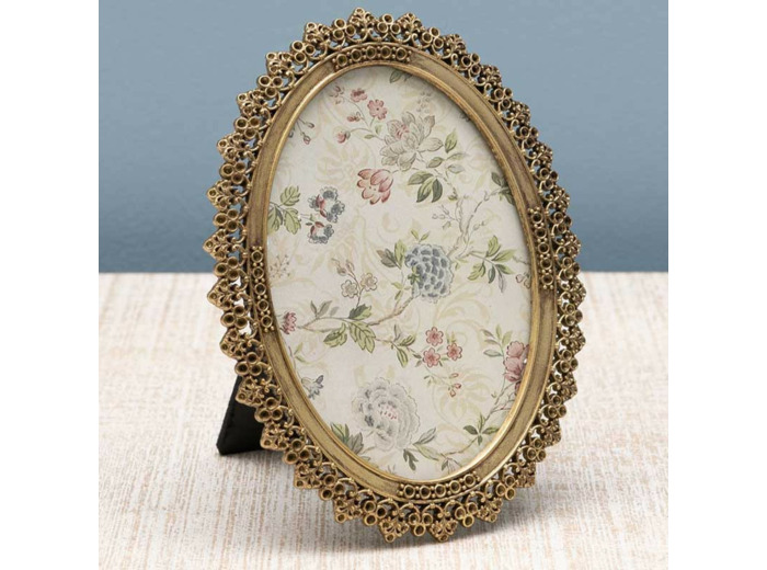 Cadre photo doré ovale à poser 16x12cm