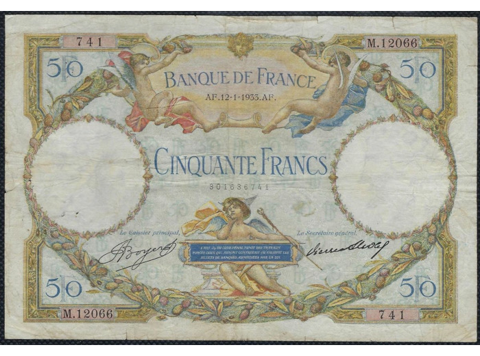 FRANCE 50 FRANCS L.O. MERSON 12-1-1933 M.12066 TB+